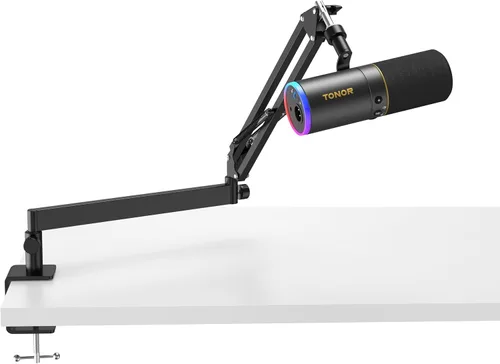 Vista 11 de TONOR Micrófono dinámico para juegos, transmisión de micrófono XLR/USB, cancelación de ruido AI, RGB controlable, Tap Mute, conector