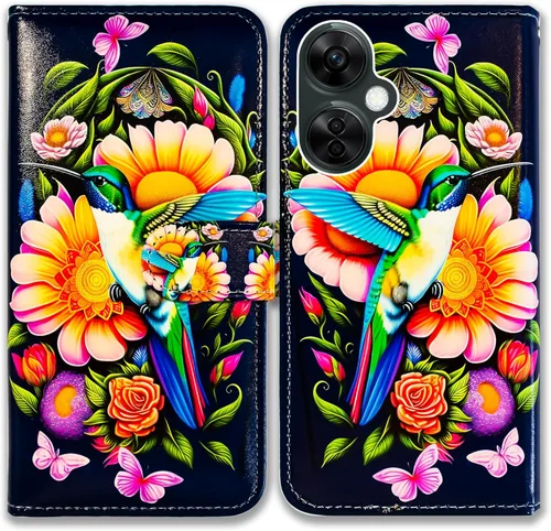 Vista 31 de Bcov Funda para Oneplus Nord N30 5G, diseño de pájaro negro y verde con tapa para teléfono con ranura para tarjeta y soporte para OnePlus Nord N30 5G