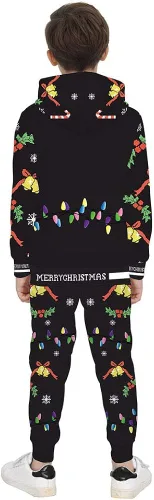 Vista 3 de Sudadera con capucha de Navidad para niños chicosniñas con sudadera de Navidad disfraz de Chrismas