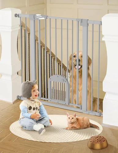 Vista 15 de Babelio - Puerta para bebé mejorada con puerta ajustable para gatos, CatPrivilege, puerta duradera para perros de 29-43 pulgadas con cierre Negro