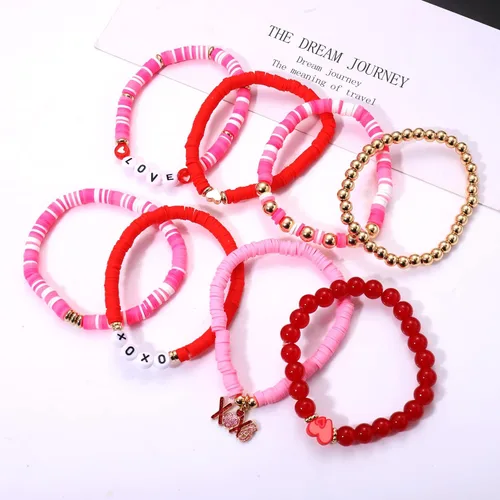 Vista 235 de Surfer Heishi - Pulseras apilables para mujer, apilables, de vinilo arcoíris, disco de arcilla, pulseras elásticas para la amistad, joyería bohemia