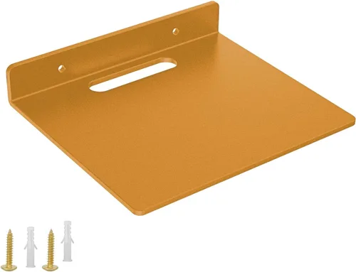 Vista 12 de Pequeño estante flotante – 0.118 in de grosor, 6.5 pulgadas, estante de pared de metal, estantes flotantes de metal para eco, cámaras, altavoz