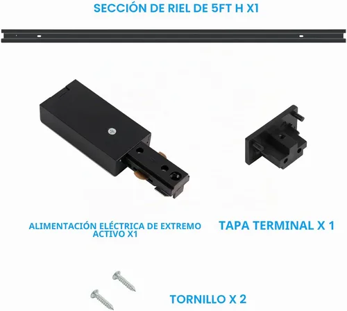 Vista 4 de Rieles de iluminación de riel H 3.3FT Circuito único 120V con 2 tapas finales en (negro)