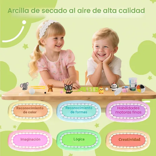 Vista 6 de Kit de arcilla seca al aire, 12 arcillas para modelar de animales para niños, arcilla Model Magic con herramientas de escultura y tutoriales, segura