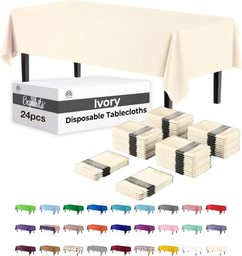 Vista 25 de Party Solids Mantel rectangular de plástico color azul aguamarina, 54 x 108 pulgadas, paquete de 24