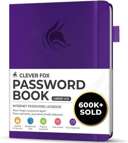 Vista 15 de Clever Fox Libro de contraseñas con pestañas alfabéticas, 4"x5.5" Keeper