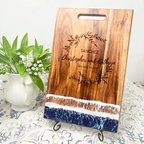Vista 3 de Regalos de boda personalizados para parejas 2026, tablero de charcutería grabado personalizado para boda, aniversario, cumpleaños, inauguración