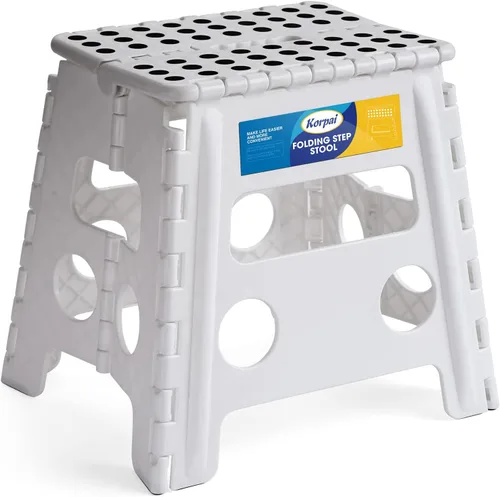 Vista 25 de Korpai Taburete plegable de 9 pulgadas para adultos, niños, taburetes plegables antideslizantes con mango portátil, taburete plegable de plástico
