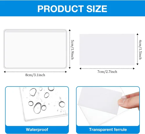 Vista 2 de Geyee 100 bolsillos autoadhesivos para tarjetas de visita, transparente