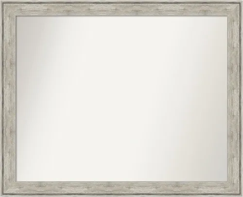 Vista 105 de Amanti Art Espejo de baño plateado para sobre el fregadero, 28 x 37 pulgadas, elegante espejo rectangular de peltre cepillado, marco de madera
