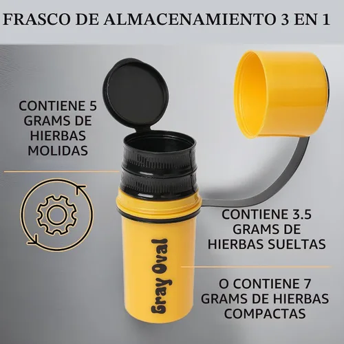 Vista 4 de Juego de Bandeja Rodante Negra con Tapa Magnética 7"x5" - Accesorios para Fumar de Gray Oval