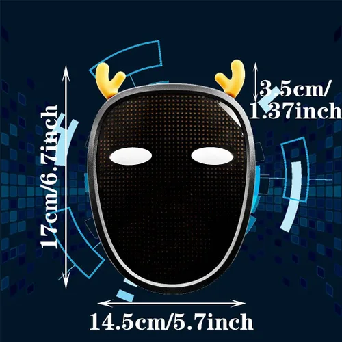 Vista 6 de ELABEST Máscara LED pequeña con luz programable para cosplay a todo color, máscara LED de miedo, para Halloween
