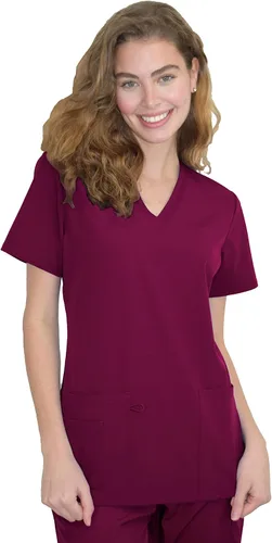 Vista 2 de Camiseta médica de enfermería con cuello en V para mujer GT Performance