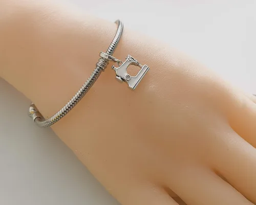 Vista 3 de BOLENVI Abalorio de plata de ley 925 para máquina de coser blanca para pulseras o collares similares Plata esterlina Sin gemas
