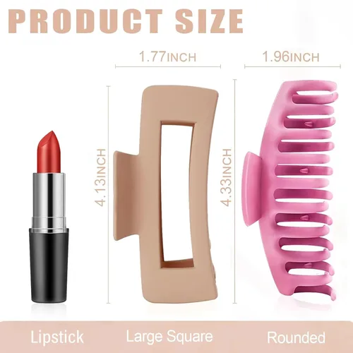 Vista 3 de TOCESS Paquete de 8 pinzas grandes para el cabello para mujer, pinzas grandes para cabello fino y grueso, rizado, agarre fuerte de los años 90, 4.33
