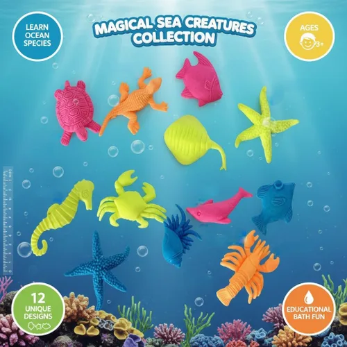 Vista 2 de Paquete de 24 Criaturas de Vida Marina Sensoriales de Gelatina que Crecen en Agua, Increíbles, Divertidas, Educativas, Juguete de Aprendizaje
