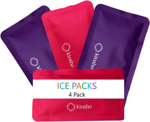 Vista 8 de kinsho Bolsa de hielo para niños, bolsa y cajas Bento, bolsas delgadas suaves reutilizables y congelables para viajes, escuela, trabajo
