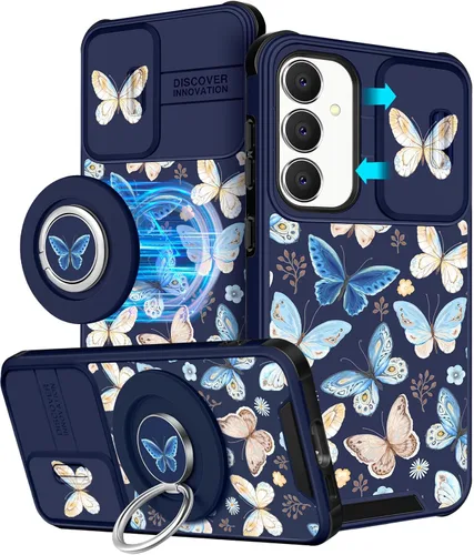 Vista 39 de Funermei Funda para teléfono Samsung Galaxy A15 5G - [2 en 1] Funda para teléfono de mujeres lindas chicas, diseño femenino de mariposa negra