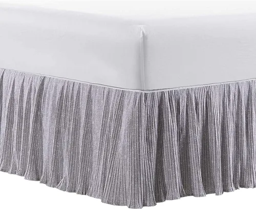 Vista 15 de Home Soft Things Falda de cama plisada de microfibra, diseño elegante envolvente de microfibra sólida con caída de 18 pulgadas, ropa de cama