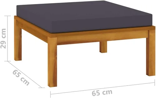 Vista 2 de Sofá de salón seccional con cojín gris oscuro, madera de acacia maciza para sala de estar, apartamento, dormitorio y oficina
