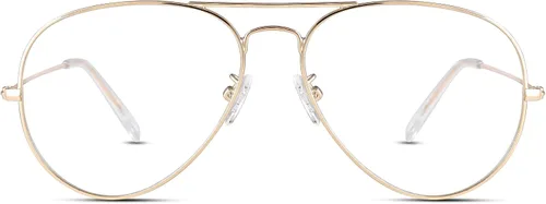 Vista 2 de AZORB Lentes clásicos de aviador transparentes para mujeres y hombres, lentes sin receta con marco de metal UV 400, lente de protección UV 2.283in