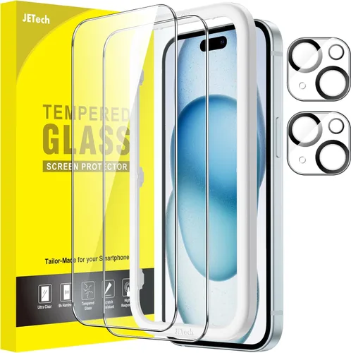Vista 15 de JETech Protector de pantalla para iPhone 11 de 6.1 pulgadas con protector de lente de cámara, película de vidrio templado, paquete de 2