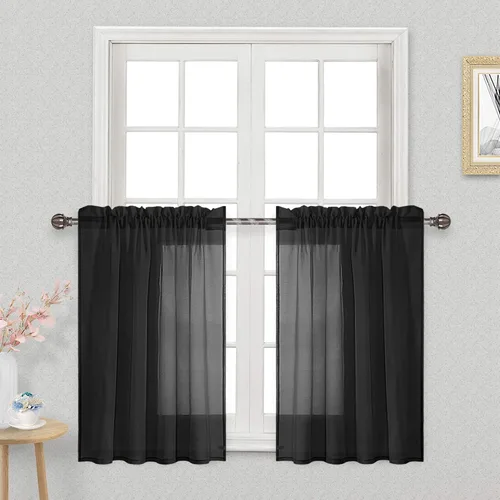 Vista 101 de DWCN Cortinas Transparentes Aqua de Voile Semitransparente con Bolsillo para Barra para Dormitorio y Sala de Estar, 36 x 36 pulgadas de Largo, Juego