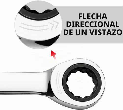Vista 4 de Jetech Llave combinada de trinquete de 1 pulgada, SAE, engranaje de 72 dientes, grado industrial, extremo de caja de 12 puntos, acero Cr-V forjado