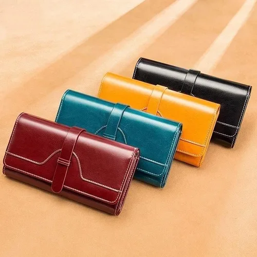 Vista 3 de Cartera para mujer, monedero de tres divisiones, cartera para mujer, tarjetero largo (color B 7.5 x 3.9 x 1.2in)