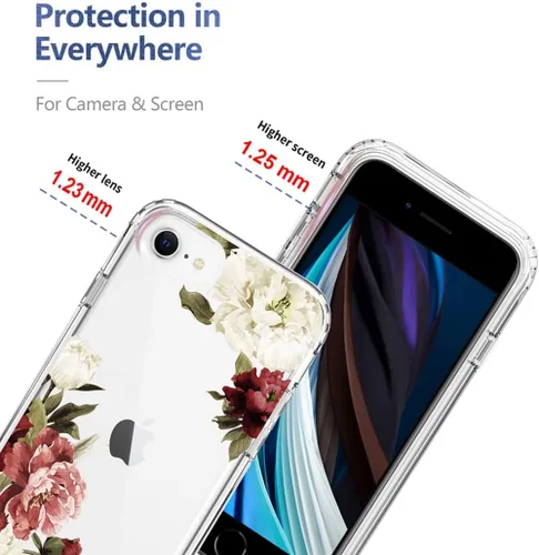 Vista 2 de Funda de teléfono para iPhone SE 2022/SE 3 2022/iPhone SE 2020/iPhone 7/iPhone 8 con protector de pantalla de vidrio templado, funda protectora