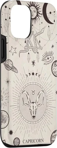 Vista 3 de Estuche estético para iPhone 12/12 Pro astrológico celestial con signo del zodiaco Capricornio