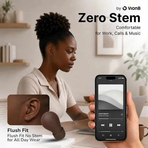 Vista 3 de Air Skin Tones Invisible Earbuds for Small Ears - Wireless Bluetooth 5.4, Skin-Matching Mini Stemless Ear Buds, IPX5 Waterproof, Crystal Clear Calls