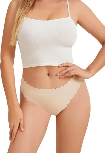 Vista 5 de Fyndoria Paquete de 6 tangas para mujer, ropa interior sin costuras para mujer, no se ve, elásticas, cómodas, de tiro bajo, sexy, tallas XS-L