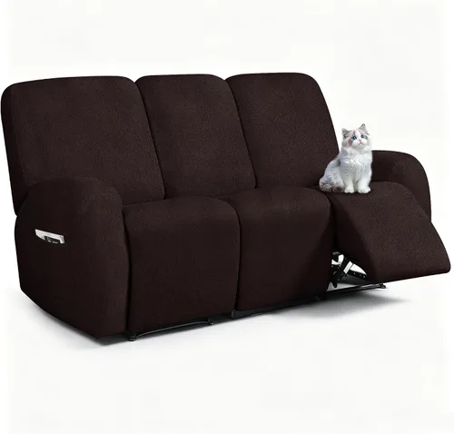 Vista 48 de ANARACHON Fundas para sillas reclinables con aspecto de cuero, funda elástica de 4 piezas, funda suave para silla reclinable, protector de muebles