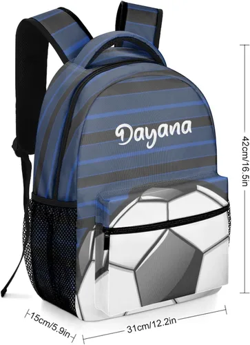 Vista 7 de Balón de fútbol brillante azul personalizado personalizado mochila diaria para adultos bolsa diaria para viajes deportivos, paquete casual