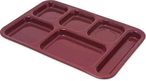 Vista 13 de Carlisle FoodService Products Bandeja de plástico para comida diestra con 4 compartimentos para escuelas, cafeterías y comedores, melamina, 10 x Azul
