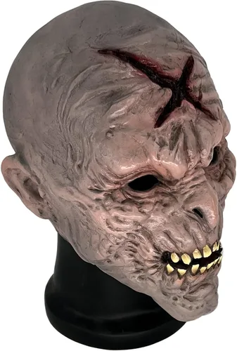 Vista 3 de Máscara de cabeza de monstruo zombi de látex X para Halloween, maquillaje y accesorios de disfraces LARP