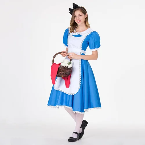 Vista 5 de Halloween Women's Cosplay Outfit Blue Maid Fancy Dress Costume Women Vintage 1950S Retro Rockabilly Prom