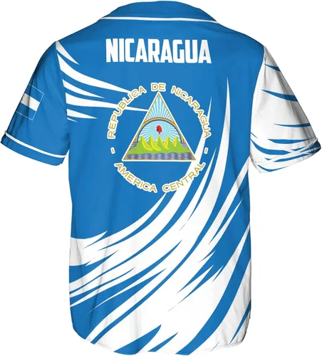Vista 2 de Leprints - Camiseta de béisbol nicaragua personalizada con nombre de camiseta de béisbol nicaragüense para hombres y mujeres