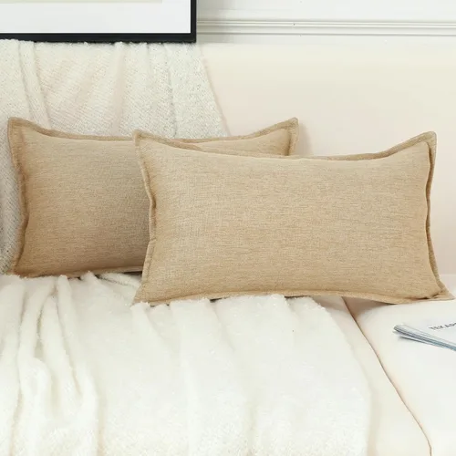Vista 11 de LIGICKY Juego de 2 fundas de almohada de lino neutro de 18 x 18 pulgadas, fundas de almohada decorativas de color marrón caqui para sala de estar