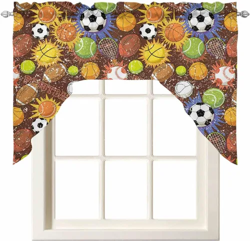 Vista 13 de Cortinas de cocina con cenefa de eucalipto de Navidad, con bolsillo para barra, cortinas para dormitorio, sala de estar, baño, cafetería, ventanas