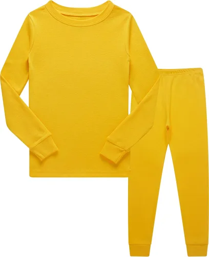 Vista 17 de KikizYe Pijamas para niños, pijamas de manga larga para niños albaricoque/sólido