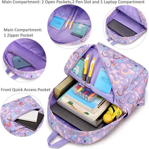 Vista 4 de Meisohua Mochila para niñas y escuelas primarias, mochila escolar para niños, bolsas escolares ligeras para niñas y niños