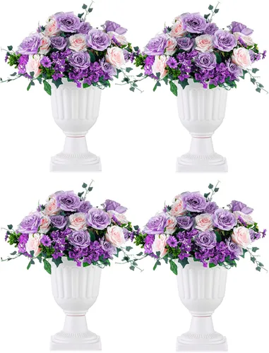 Vista 14 de NUPTIO Urn Planters for Front Porch: 19.7 Inch Set of 2 Black Pedestal Pots