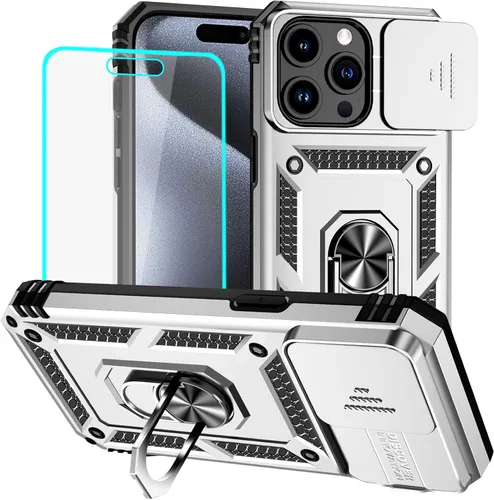 Vista 20 de HNHYGETE Funda para iPhone 12 Pro Max con protector de pantalla: [grado militar de 20 pies probada en caídas] Funda protectora para cámara Negro