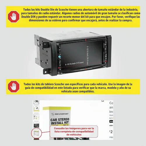 Vista 2 de Scosche ICCR6BN Kit de instalación de radio Double DIN para salpicadero Compatible con vehículos selectos Chrysler, Dodge, Jeep y RAM de 2007-2019