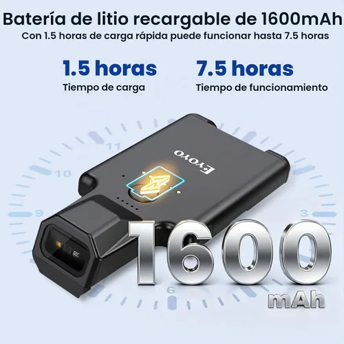 Vista 8 de Eyoyo - Escáner de código QR mejorado Bluetooth con clip trasero Android Portable Wireless 1D 2D UPC ISBN Inventory Barcode Reader, PDF417 Data