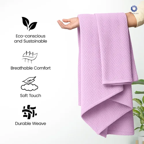Vista 3 de Manta multiusos 100% de algodón de fibra extralarga, suave y transpirable, ligera para todas las estaciones, para sofá, sofá, cama, lavable a Espiga