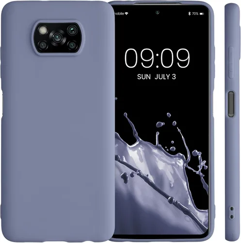 Vista 4 de kwmobile Funda compatible con Xiaomi Poco X3 NFC/Poco X3 Pro - Funda protectora de silicona TPU suave y delgada - Gris lavanda mate