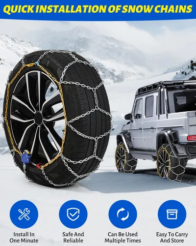 Vista 2 de Cadenas de nieve de ajuste automático, cadenas de neumáticos para automóviles, SUV, camionetas, ajuste automático de 1 minuto, ajuste rápido y fácil